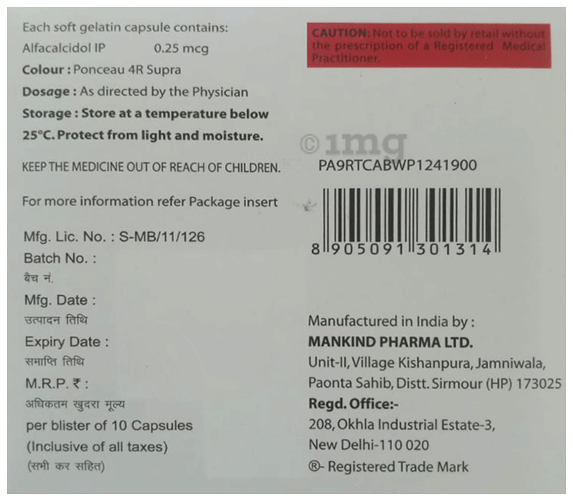 Alphadol 0.25mcg Capsule