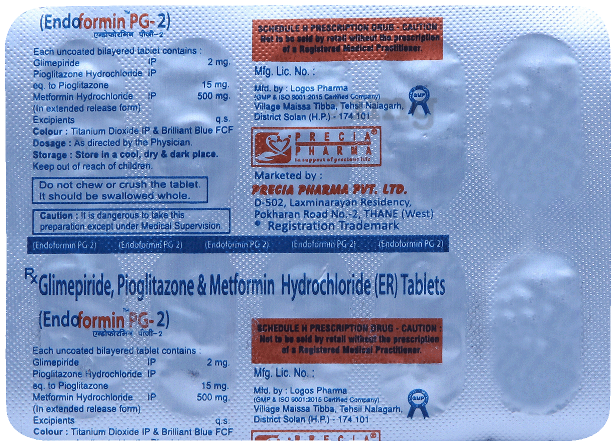 Endoformin PG 2mg/500mg/15mg Tablet ER