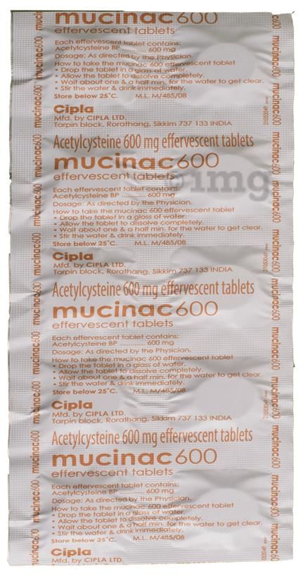 Mucinac 600 Effervescent Tablet Orange Sugar Free