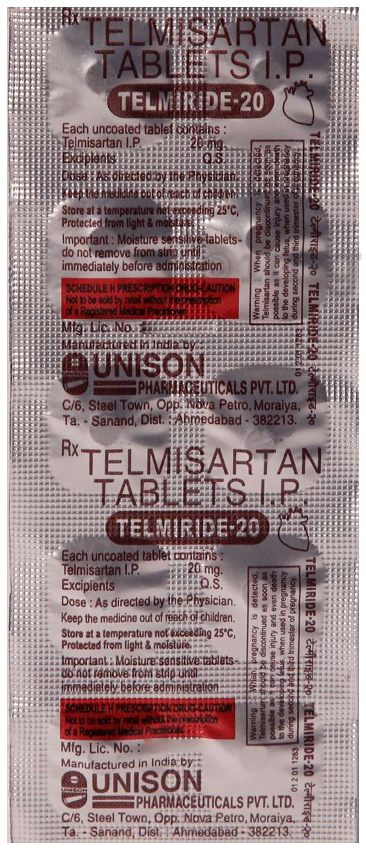 Telmiride 20mg Tablet
