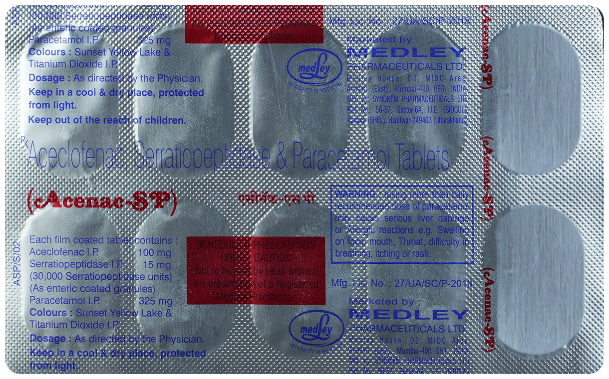Acenac SP 100mg/325mg/15mg Tablet