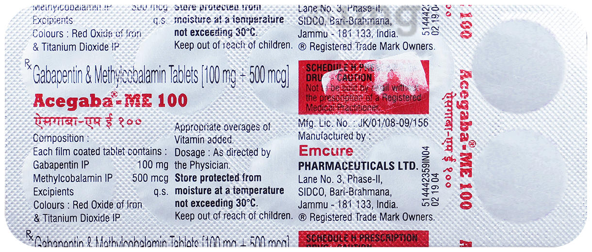 Acegaba ME 100mg/500mcg Tablet
