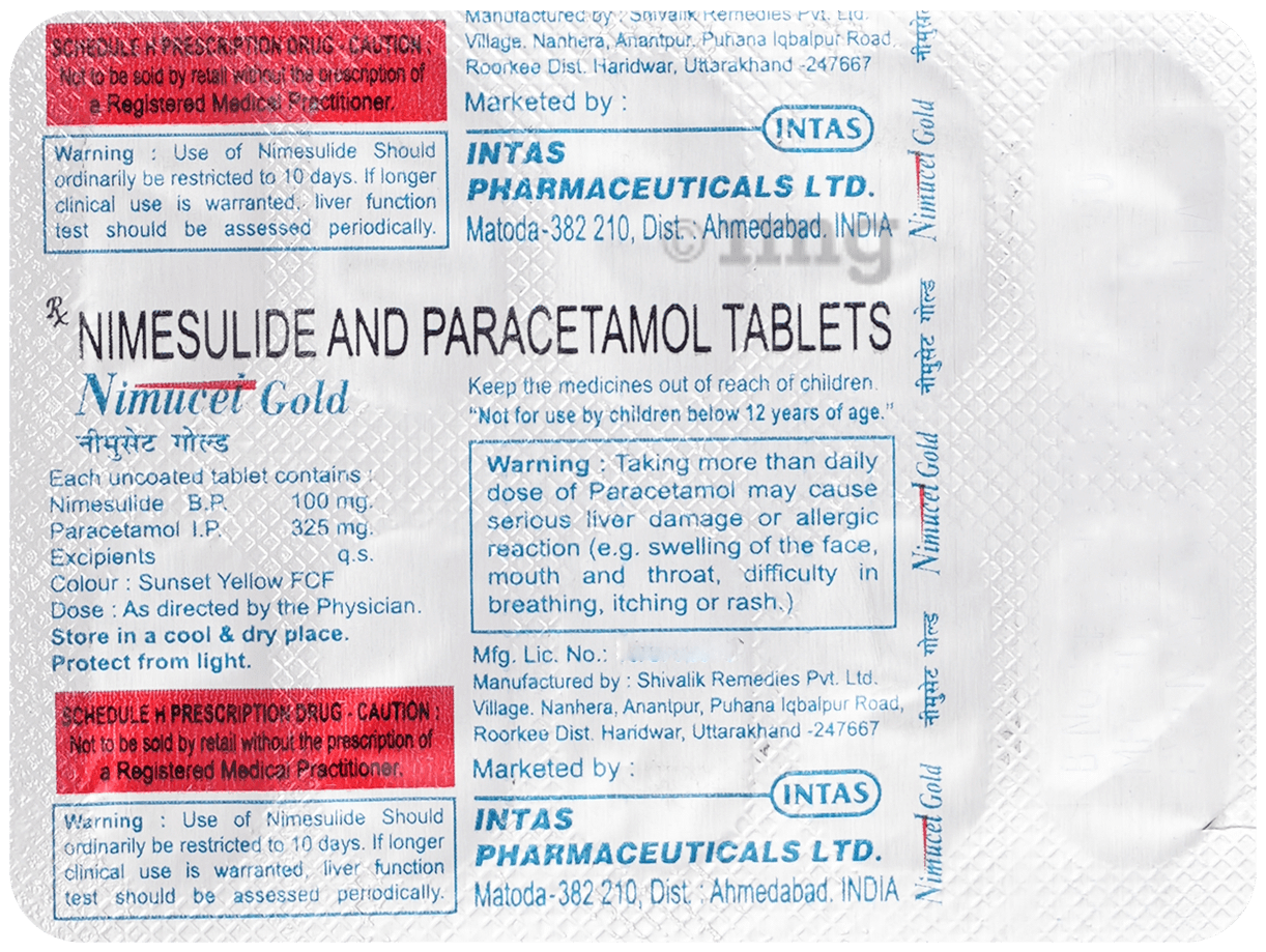 Nimucet Gold 100mg/325mg Tablet