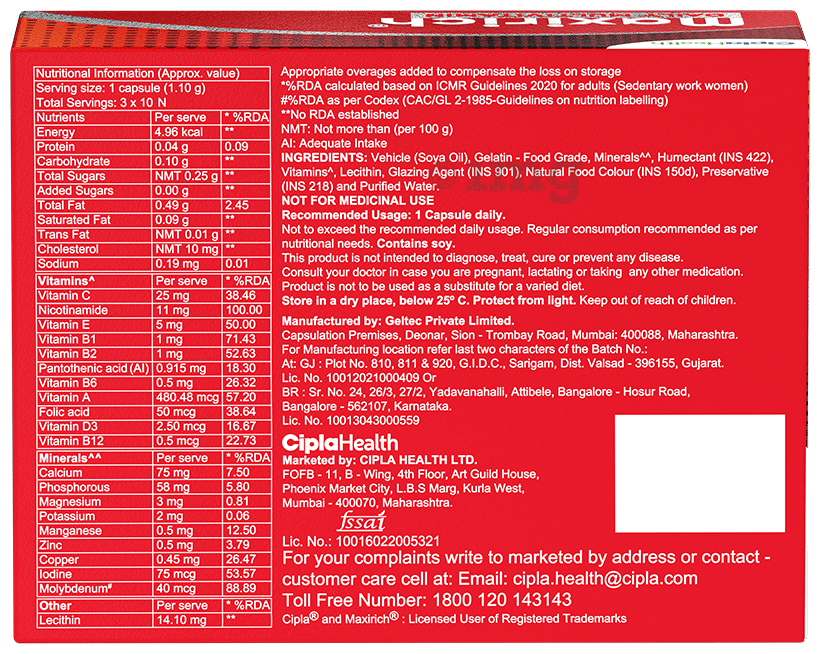 Maxirich Daily Multivitamin Softgel for Energy, Immunity &amp; Performance