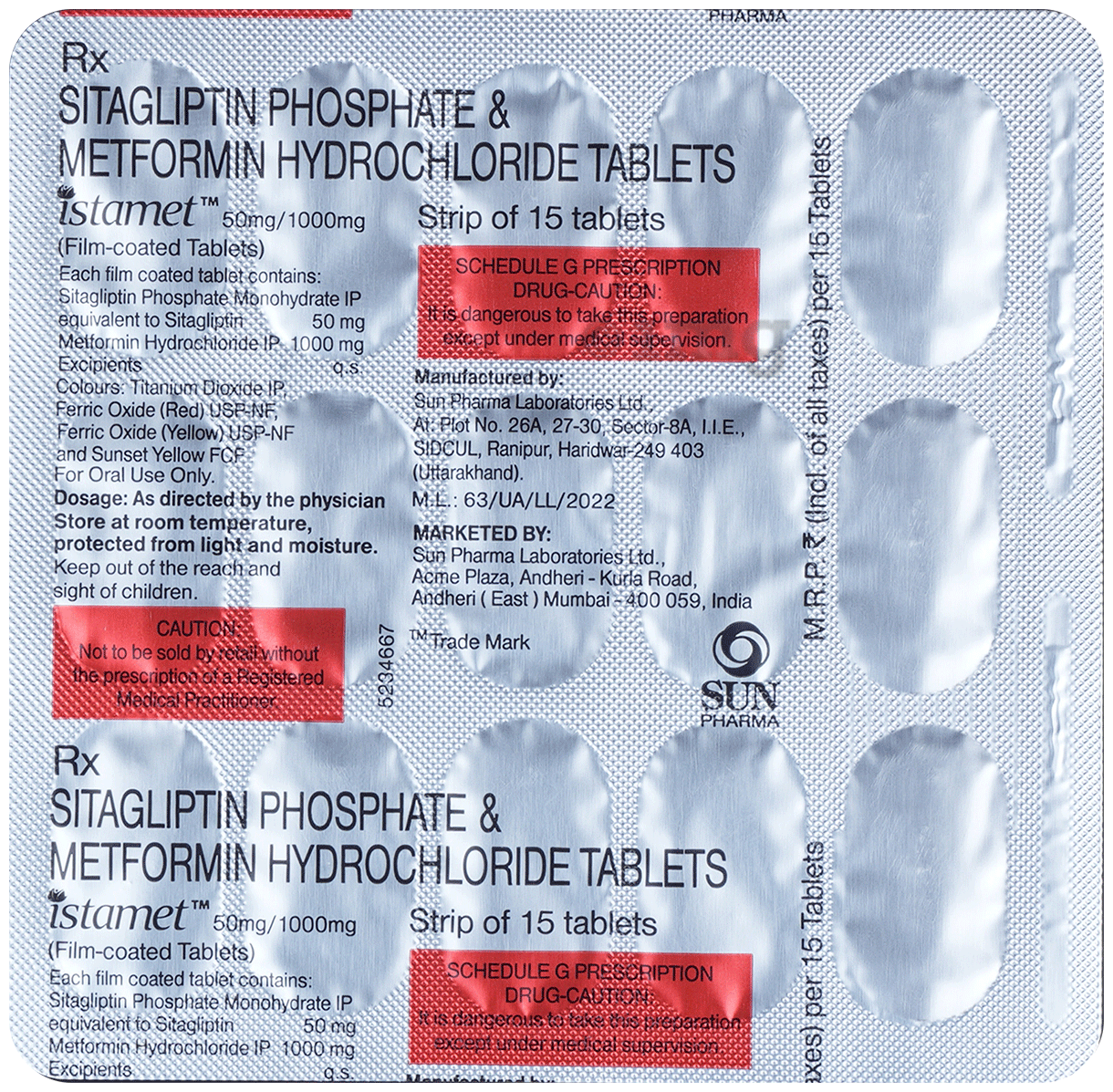 Istamet 50mg/1000mg Tablet