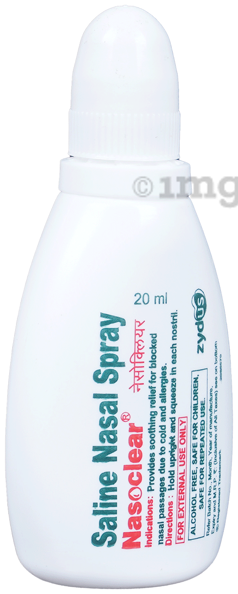 Nasoclear Saline Nasal Spray | Provides Relief From Blocked Nasal Passage Due To Cold &amp; Allergies