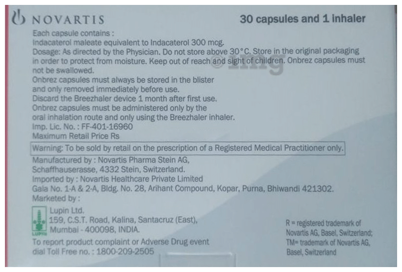 Onbrez 300mcg Breezhaler