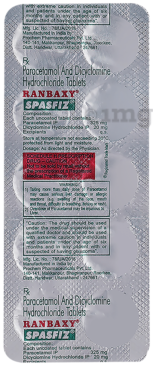 Spasfiz 20mg/325mg Tablet