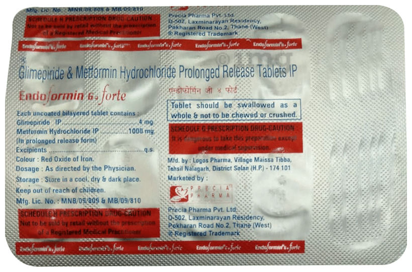 Endoformin G Forte 4mg/1000mg Tablet PR