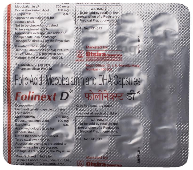 Folinext D Capsule with Folic Acid, Mecobalamin &amp; DHA