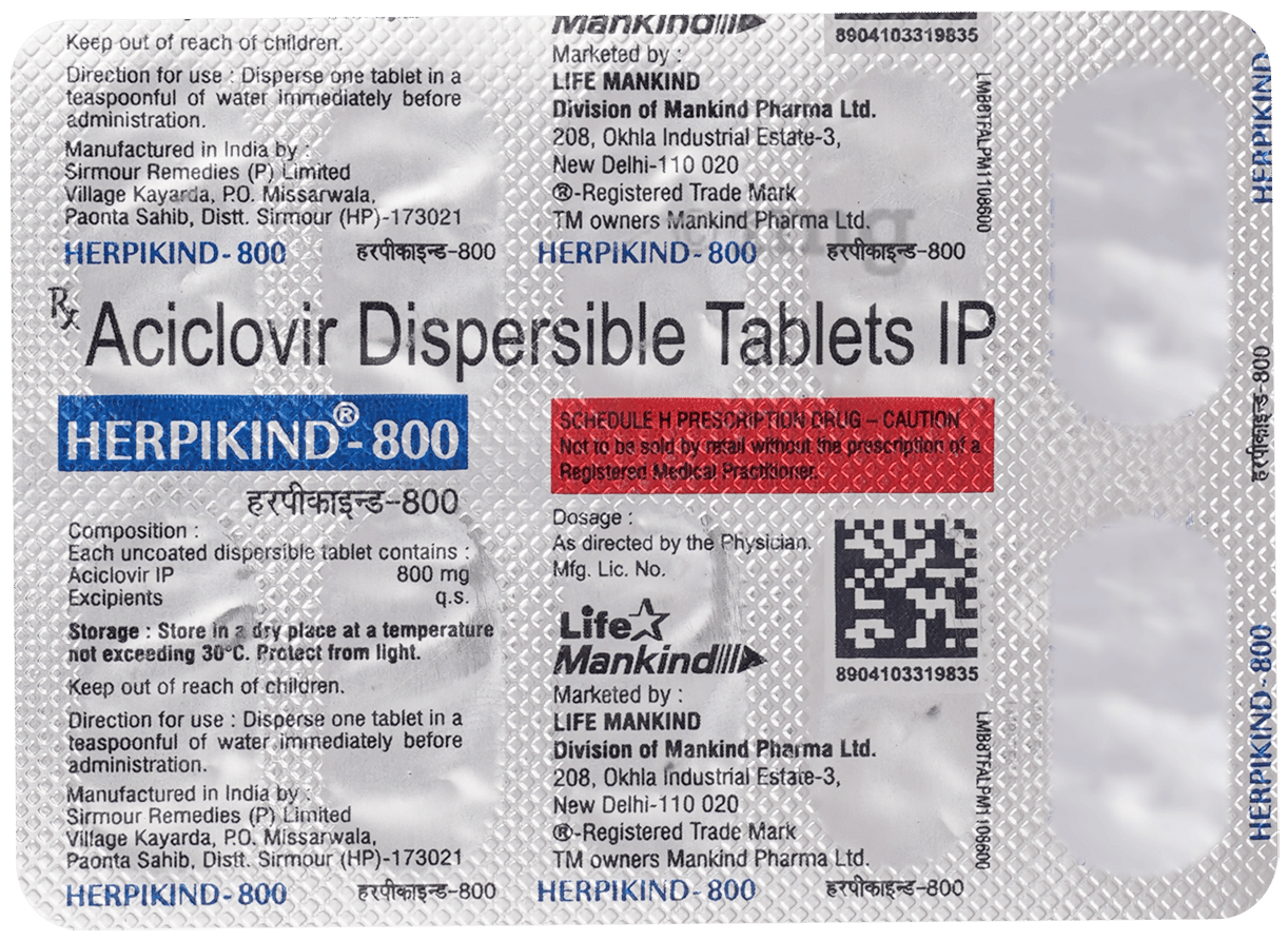 Herpikind 800mg Tablet