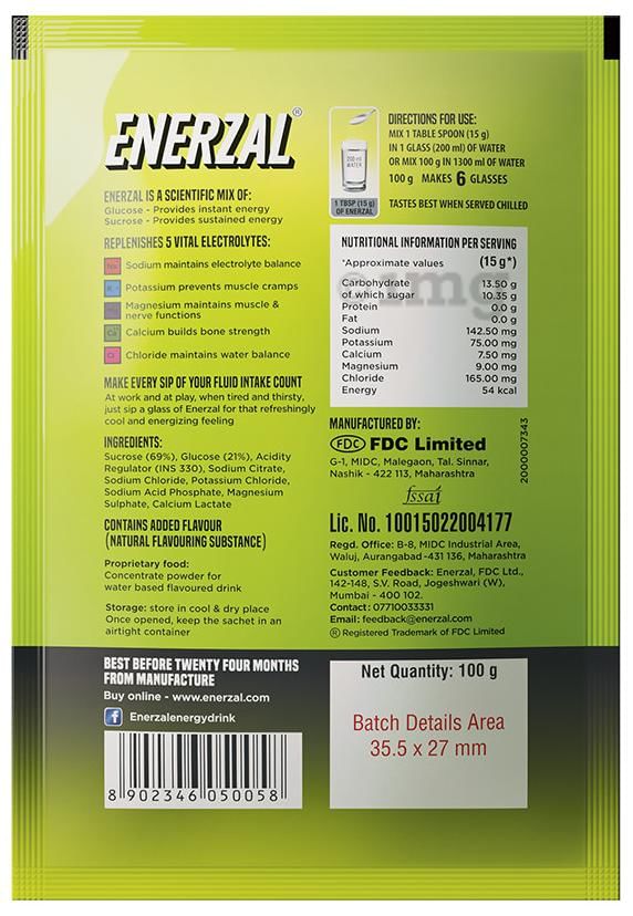Enerzal Enerzal Energy &amp; Electrolyte Drink with 5 Vital Electrolytes | For Stomach Care | Flavour Powder Lime