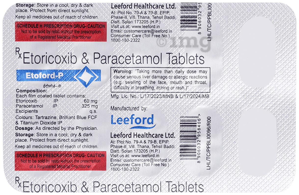 Etoford P 60 mg/325 mg Tablet