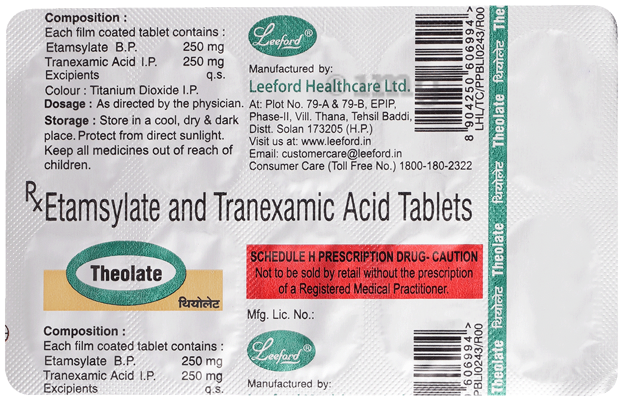 Theolate 250mg/250mg Tablet
