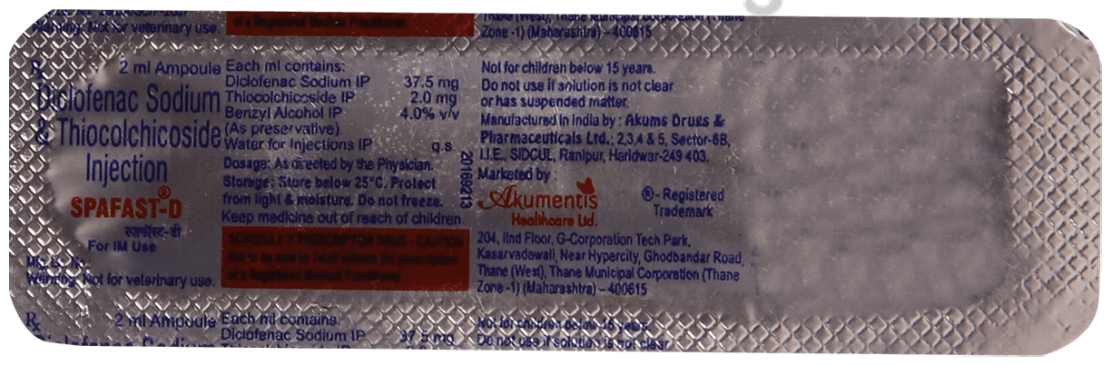 Spafast D 2mg/37.5mg Injection