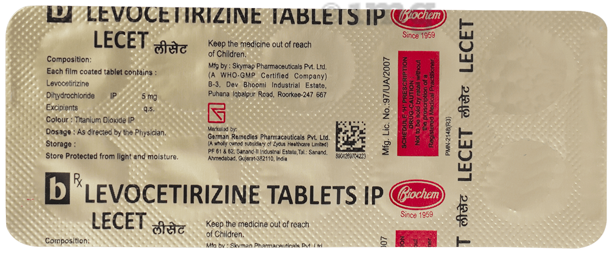 Lecet 5mg Tablet