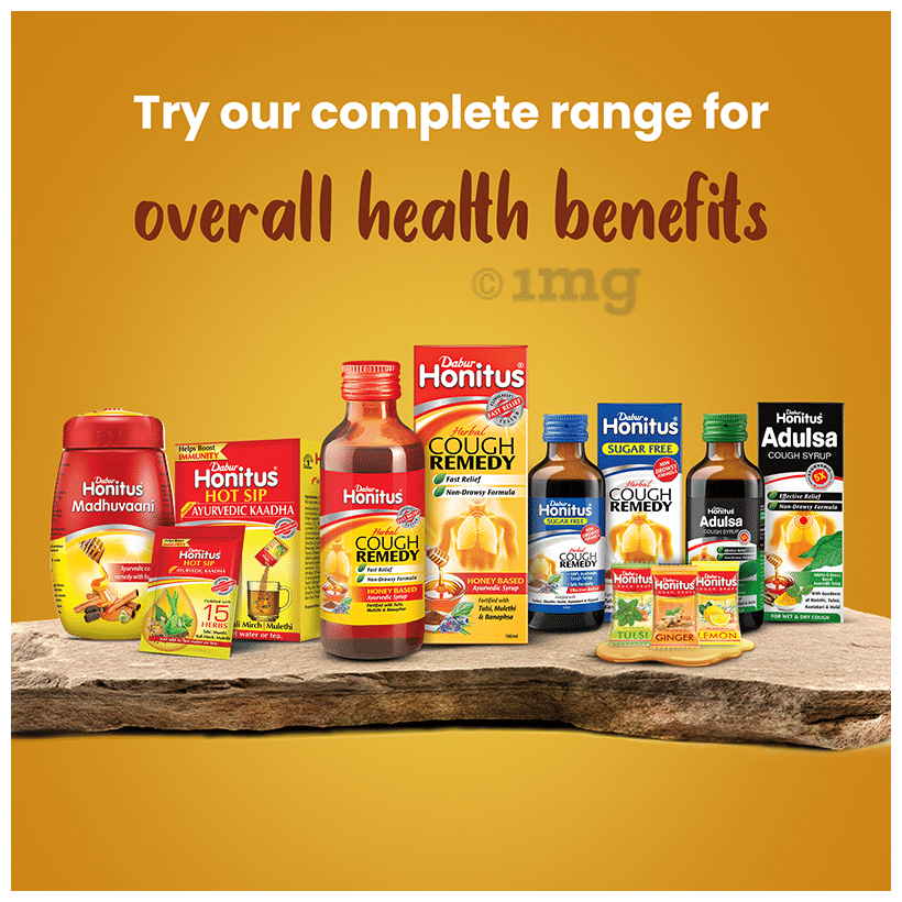 Dabur Honitus Honey-Based Ayurvedic Cough Syrup | Fast Relief from Cough, Cold &amp; Sore Throat | Non-Drowsy