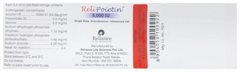 Relipoietin 4000IU Injection