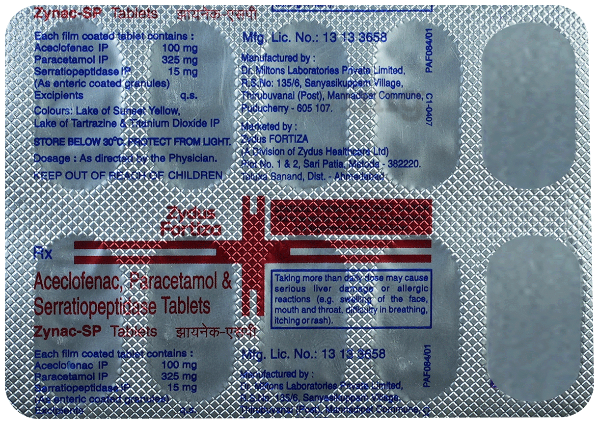 Zynac SP 100mg/325mg/15mg Tablet