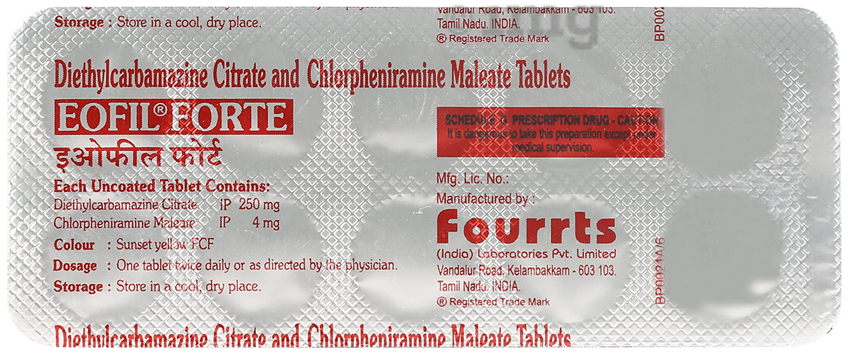 Eofil Forte 250 mg/4 mg Tablet