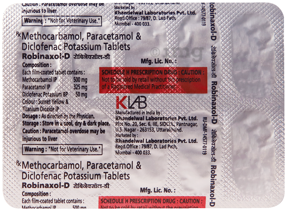 Robinaxol D 50 mg/325 mg/500 mg Tablet