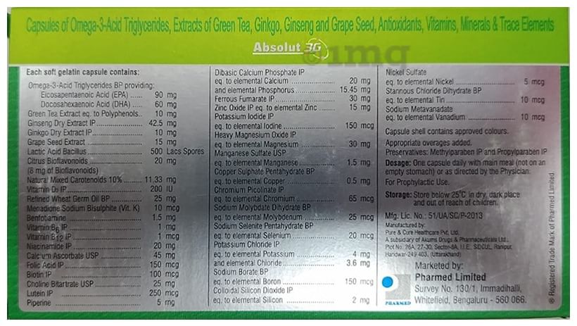 Absolut 3G | Multivitamin and Multimineral Soft Gelatin Capsule