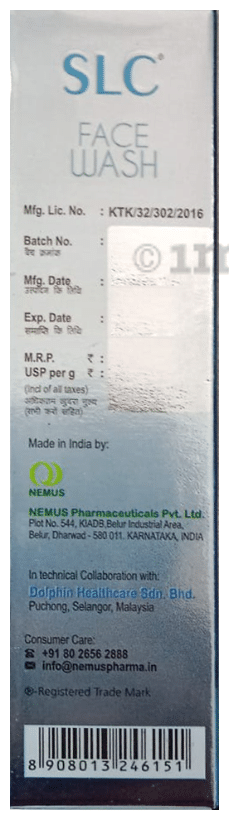 SLC Face Wash Paraben Free