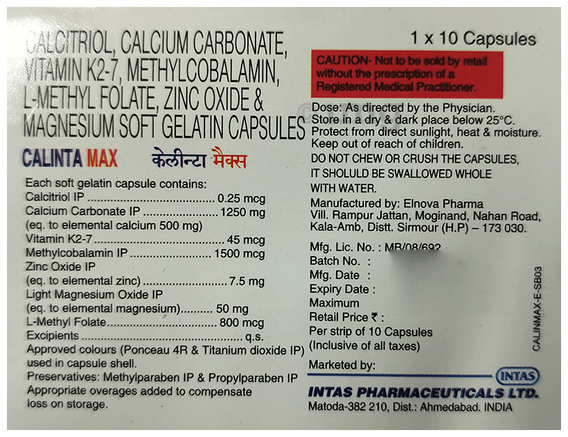 Calinta Max Soft Gelatin Capsule