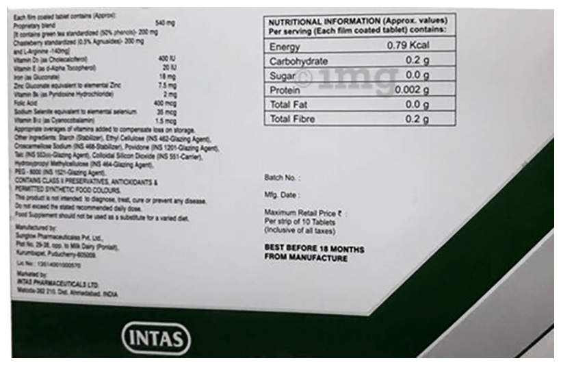 Ferpill-F Tablet with Green Tea Extract, Chasteberry, L-Arginine &amp; Vitamin D3