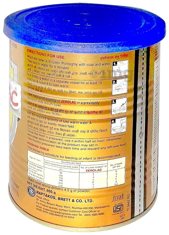 Zerolac Powder with Soy Protein Isolate, Nucleotides &amp; Maltodextrin for Infants | Lactose &amp; Sucrose Free