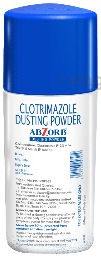 Abzorb Anti Fungal Dusting Powder | Absorbs Excess Sweat | Controls Itching | Derma Care | Manages Fungal Infections Dusting Powder
