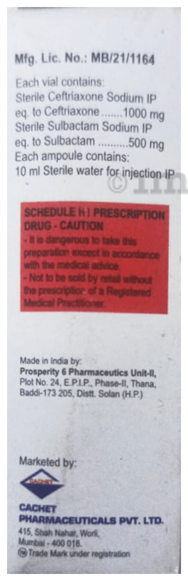 Traxol S 1000 mg/500 mg Injection