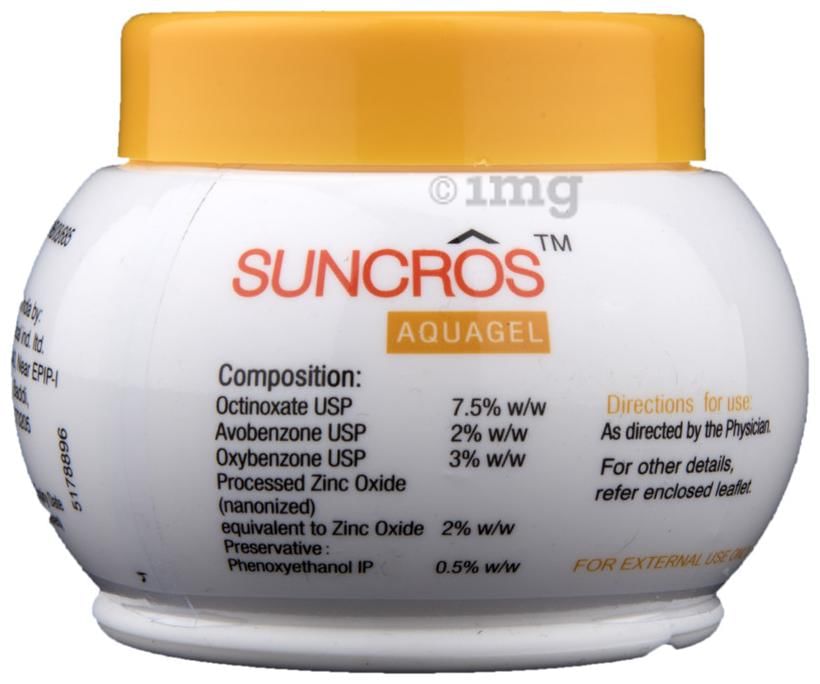 Suncros SPF 26 Aqua Sunscreen with Zinc Oxide | Water Resistant Gel