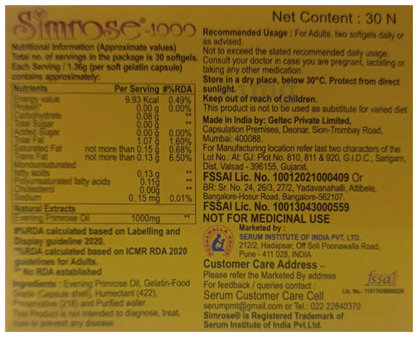 Simrose -1000 Soft Gelatin Capsule