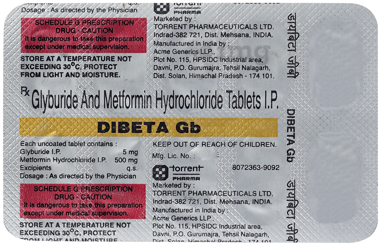 Dibeta GB 5 mg/500 mg Tablet
