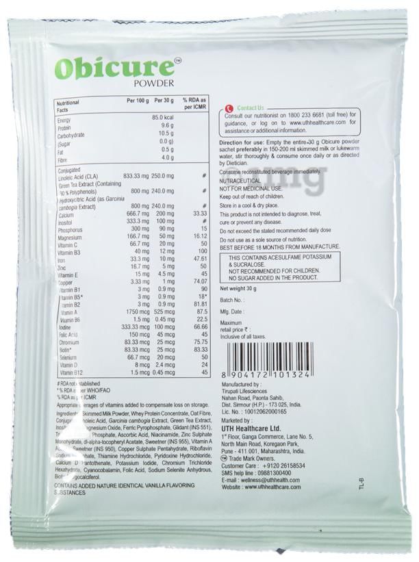 Obicure Whey Protein with CLA, Multivitamins &amp; Minerals | Flavour Powder