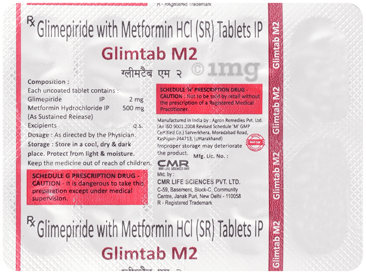 Glimtab-M 2mg/500mg Tablet