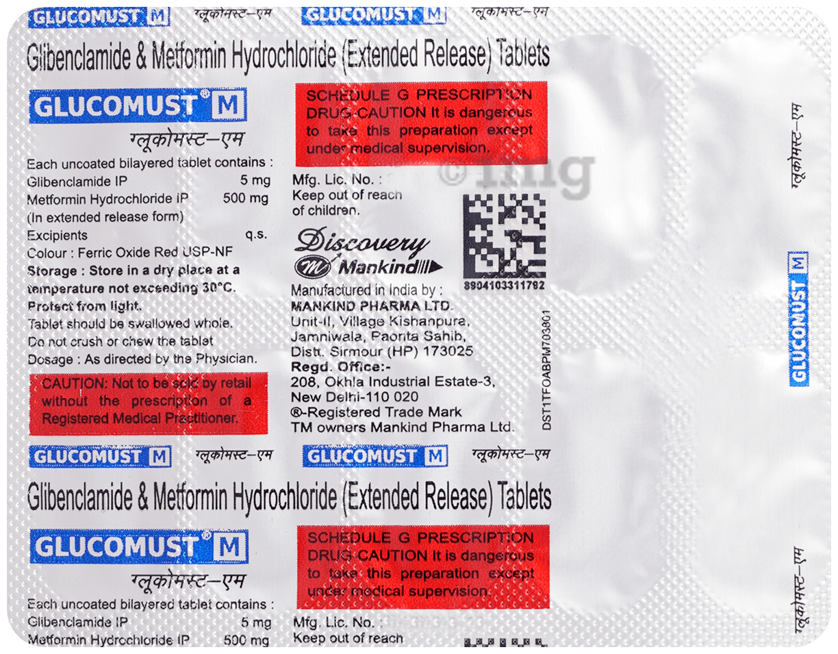 Glucomust M 5 mg/500 mg Tablet