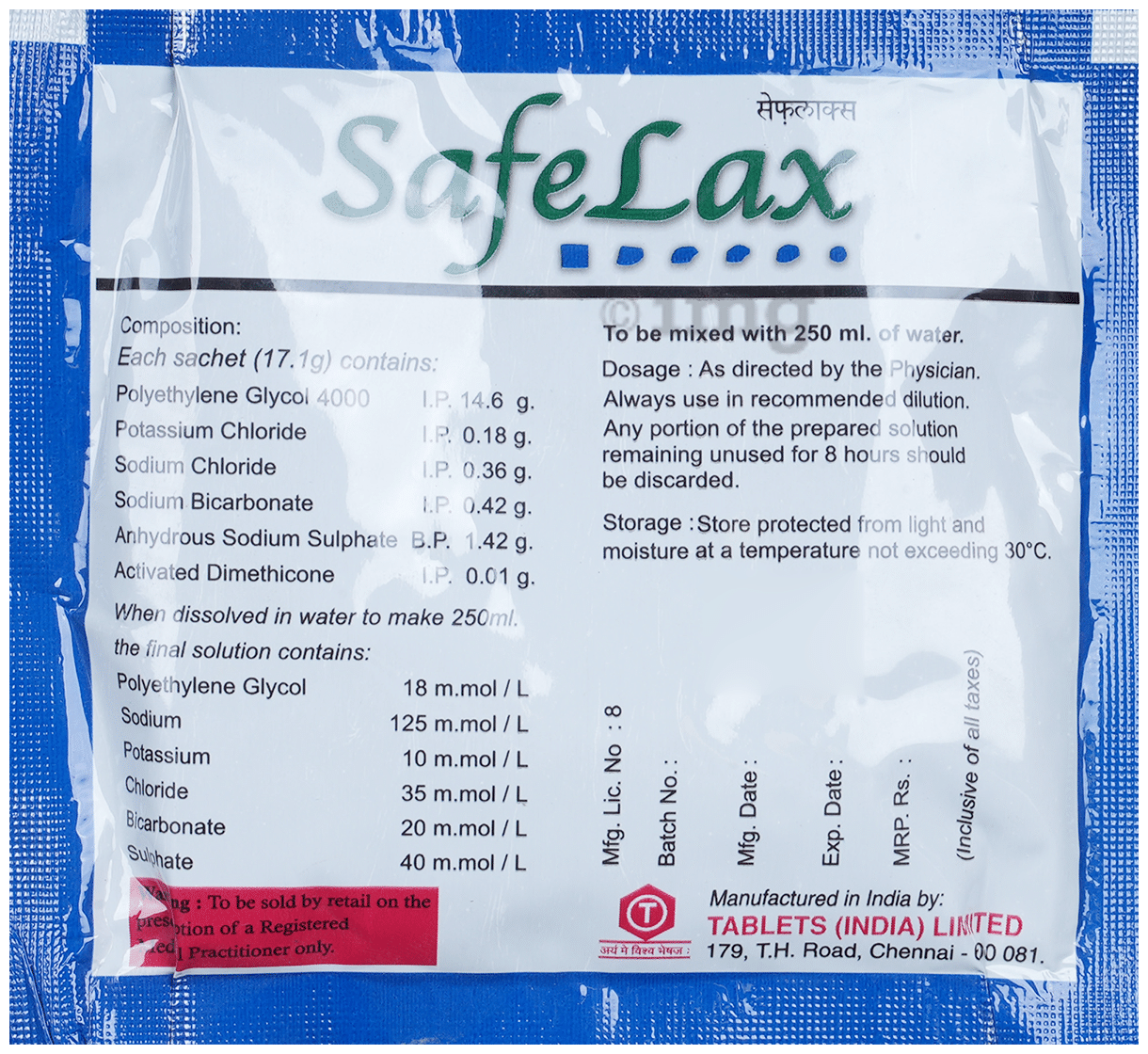 Safelax Powder with Electrolytes for Constipation Relief