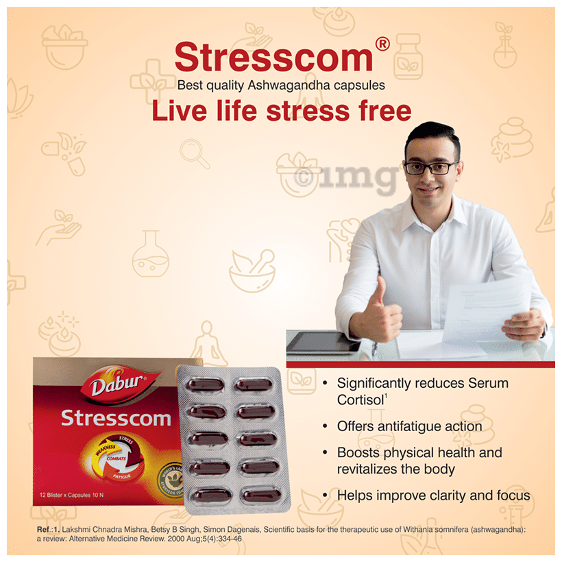 Dabur Stresscom Ashwagandha Capsule | Manages Fatigue, Weakness &amp; Stress