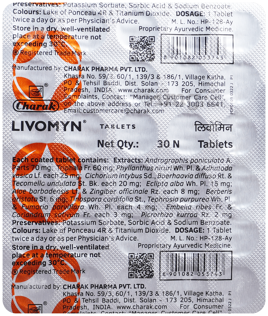 Charak Livomyn Tablet | For Liver Support, Protection &amp; Detoxification