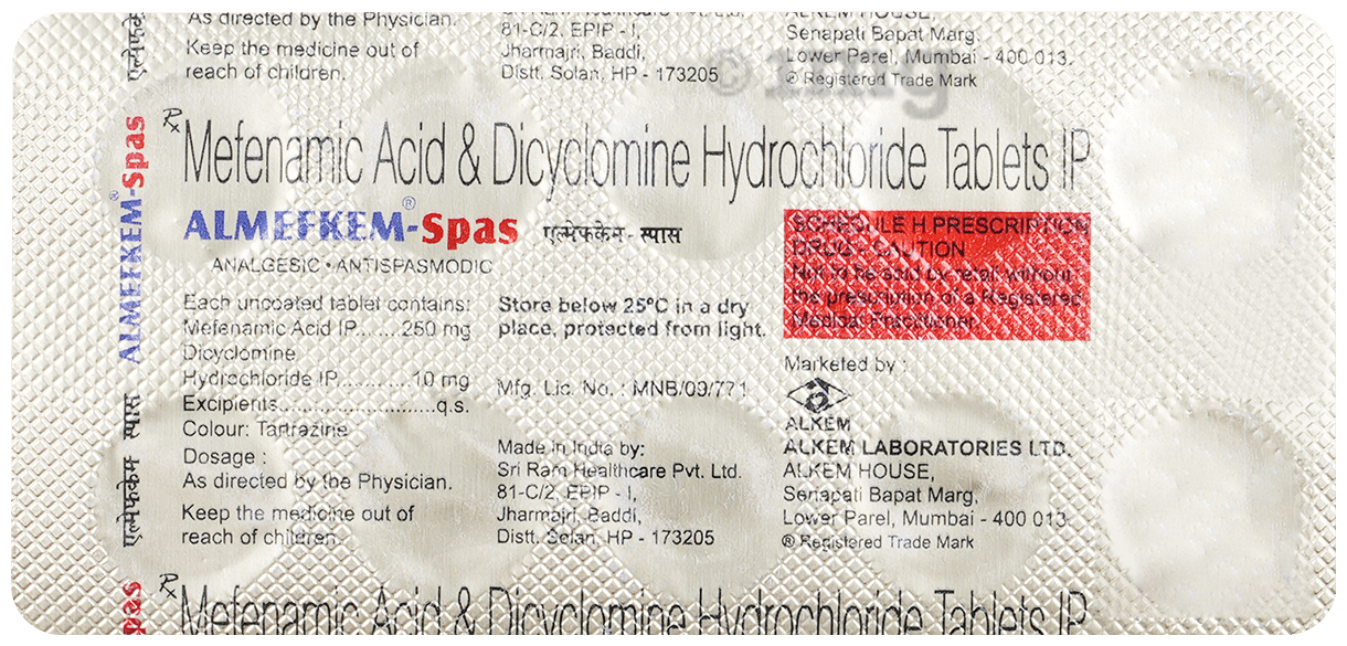 Almefkem Spas 10mg/250mg Tablet