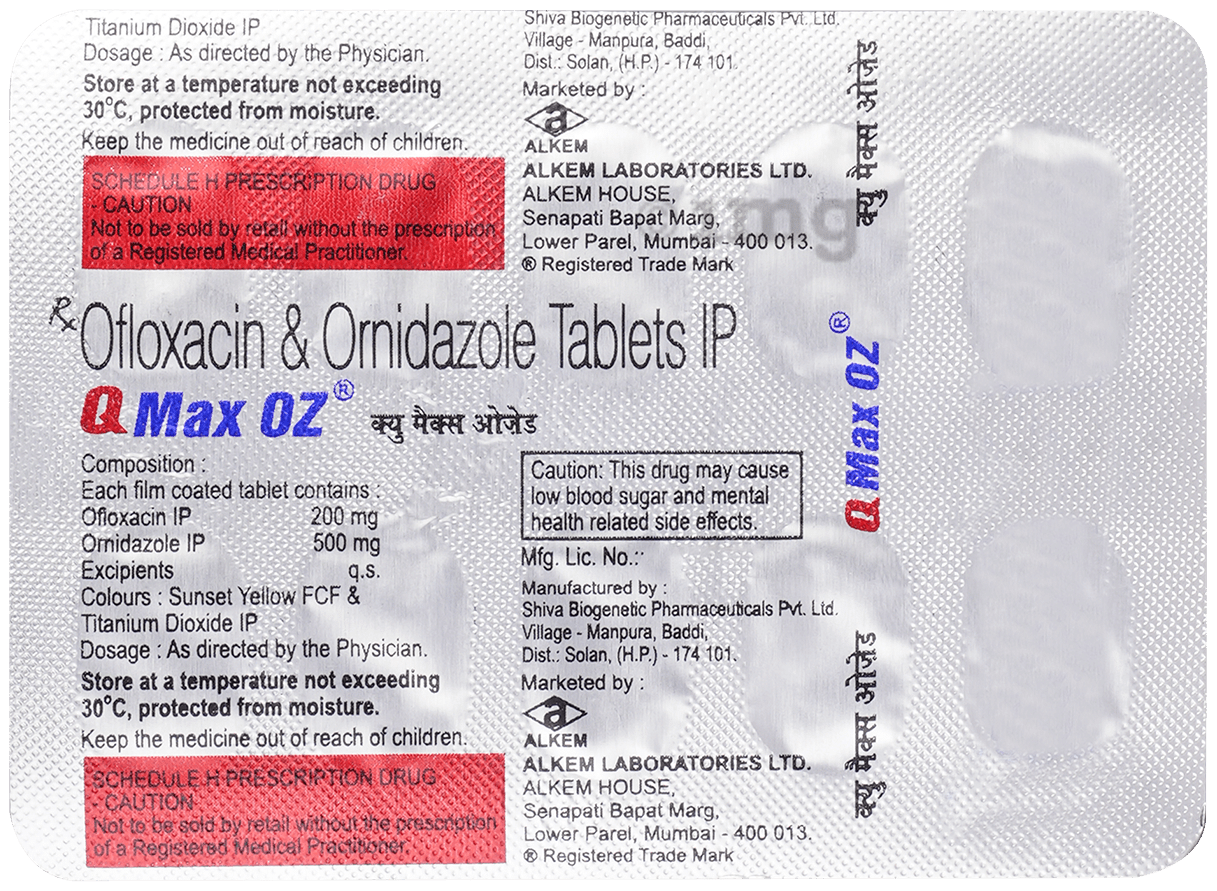 Qmax OZ 200 mg/500 mg Tablet