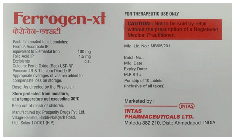 Ferrogen-XT Tablet For Folic acid Deficiency