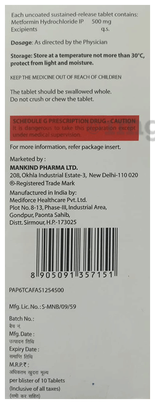 Metlong 500 Tablet SR