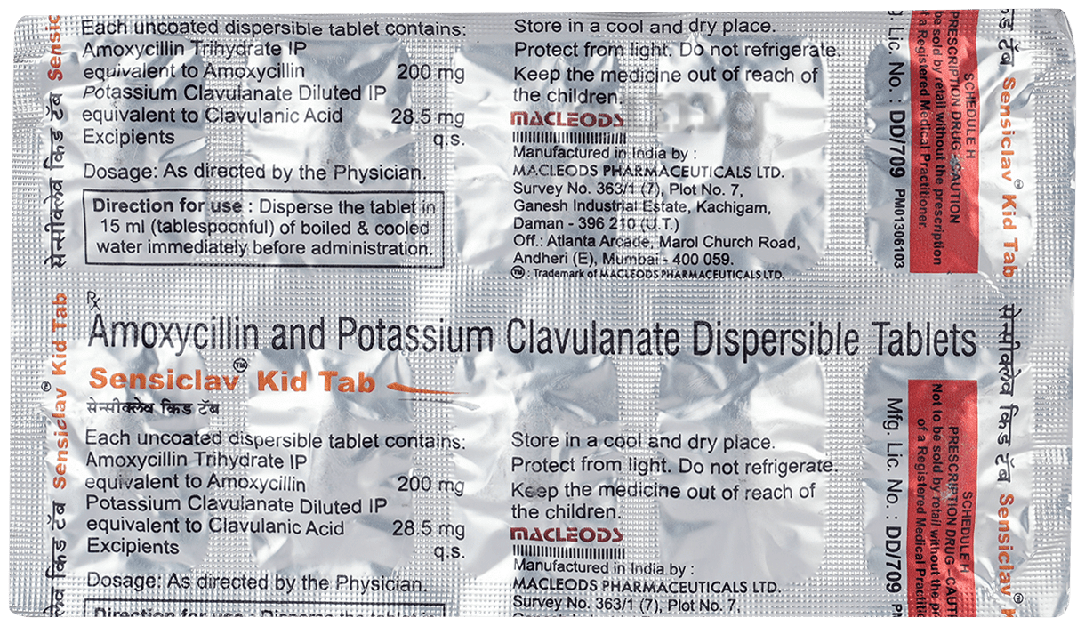 Sensiclav Kid 200 mg/28.5 mg Tablet