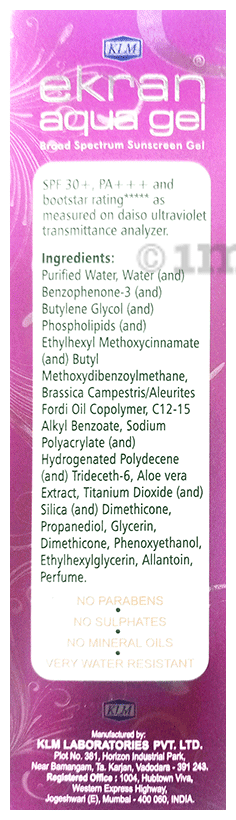 Ekran Aqua Sunscreen SPF 30 PA+++ | Broad Spectrum for UVA/UVB Protection