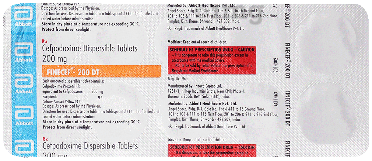 Finecef 200mg Tablet DT