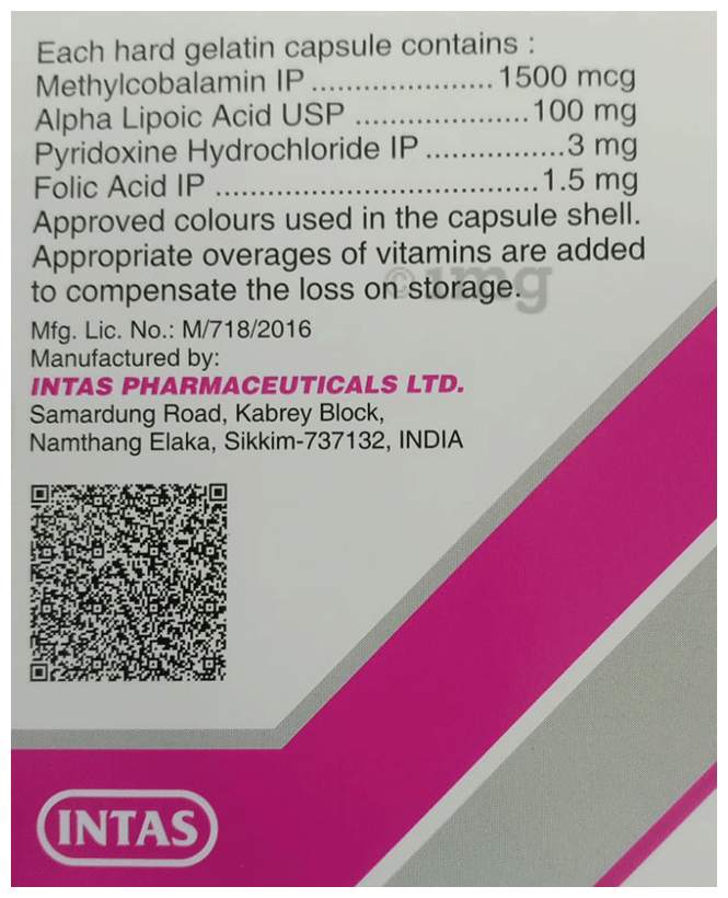 Rejunex OD Capsule with Mecobalamin, ALA , Pyridoxal Hydrochloride &amp; Folic Acid
