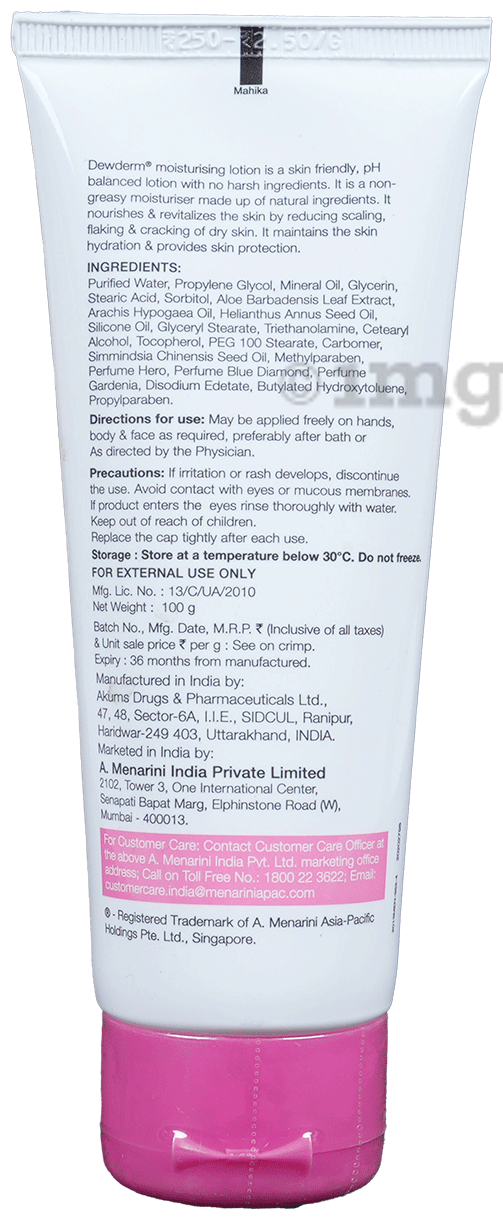 Dewderm Moisturising Lotion with Vitamin E, Aloe Vera &amp; Jojoba Oil | Skin-Friendly &amp; pH-Balanced